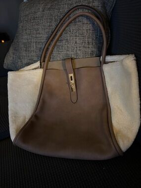 Women's Unbillion Brown Faux Shearling Tote Bag - Versatile Everyday Handbag